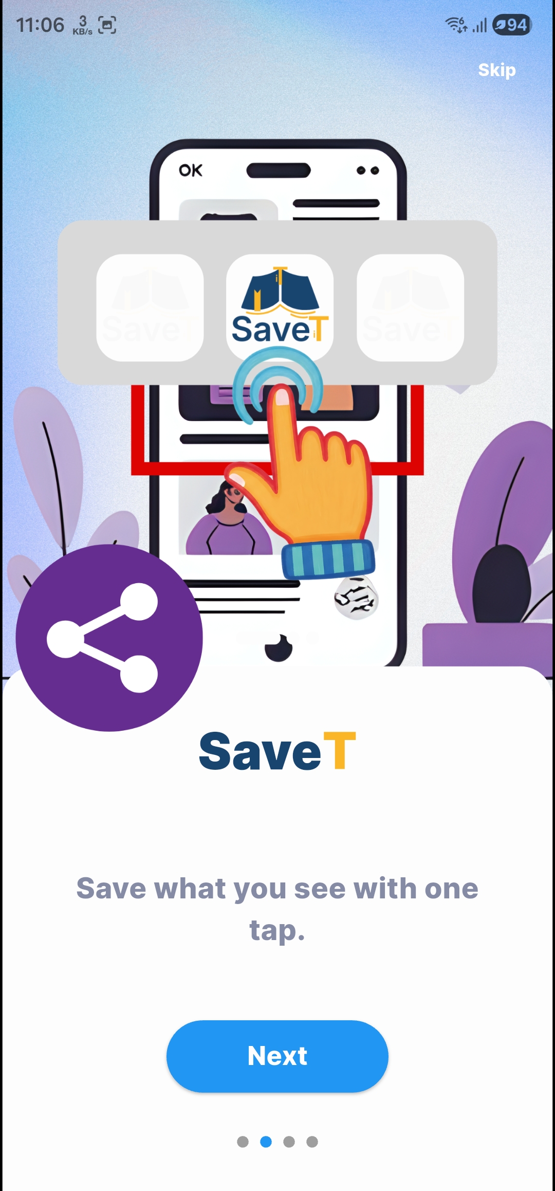 SaveT onboarding step 2: SaveT