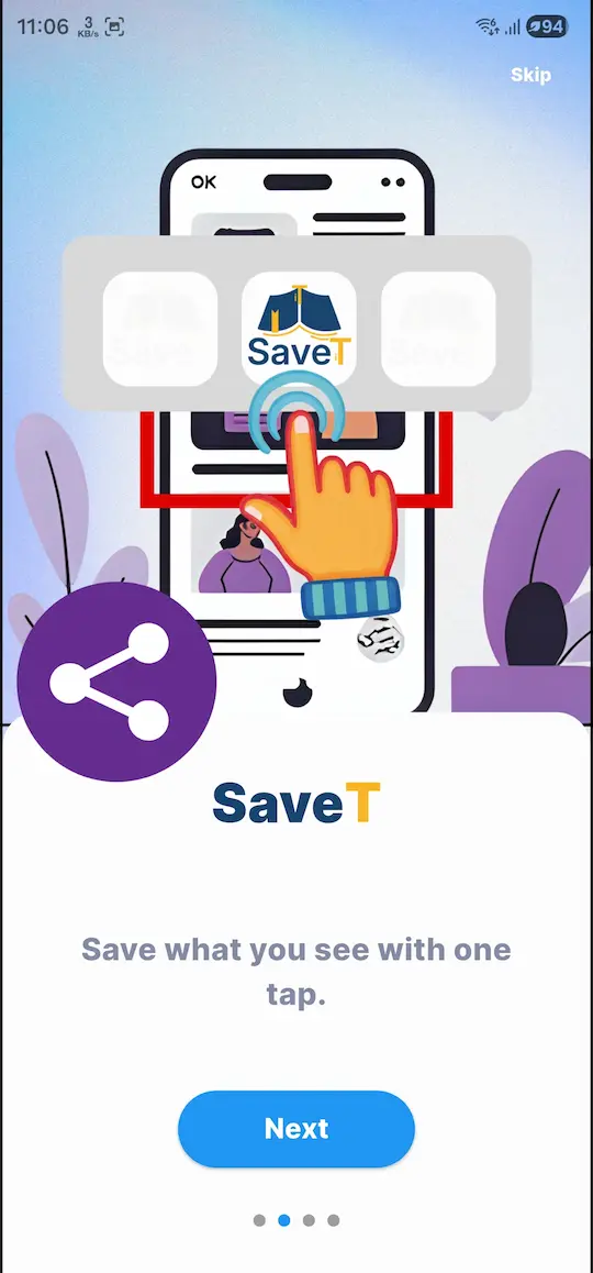 SaveT onboarding step 2: SaveT